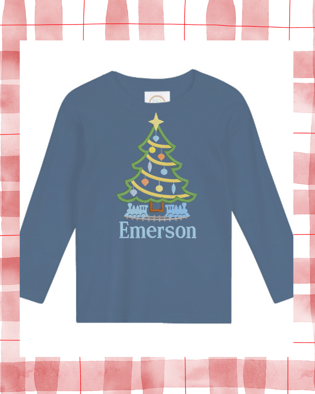 Christmas tree shirt with trains