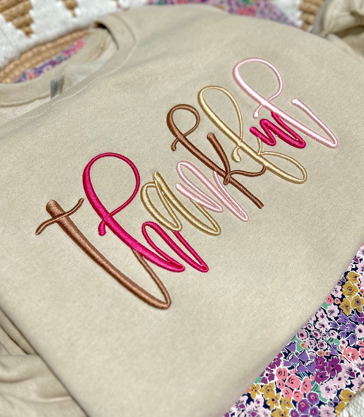 Thankful Shirt Adults with puff embroidery