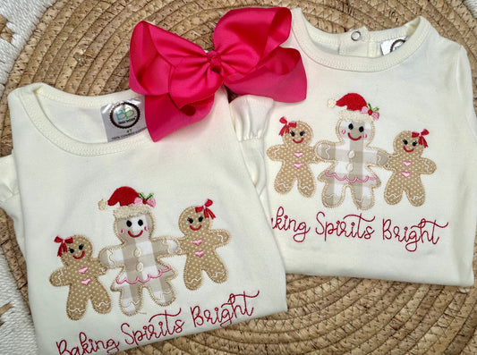 “Baking Spirits Bright” girls shirt