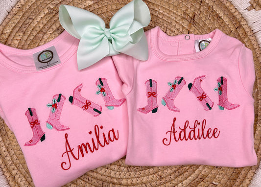Christmas boots girl shirt