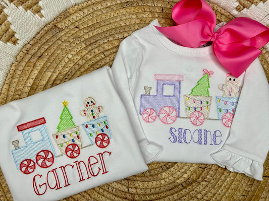 Girl Christmas train shirt