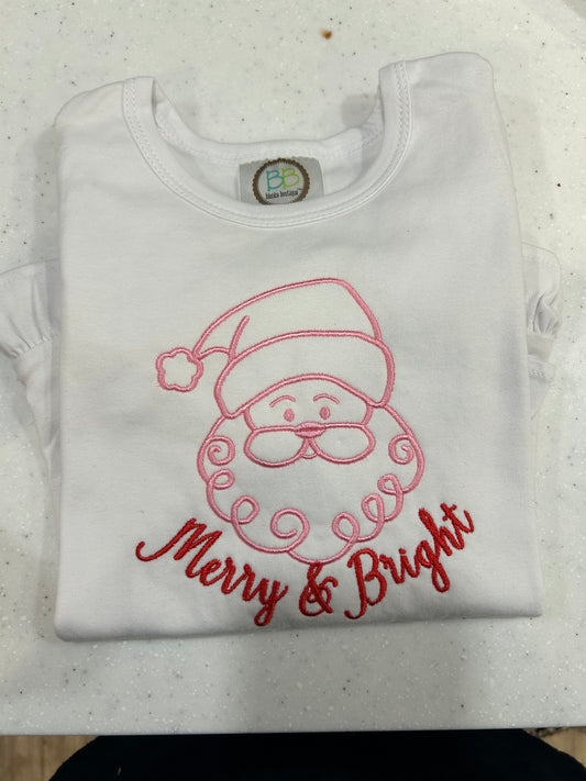Girls Merry and Bright Santa shirt