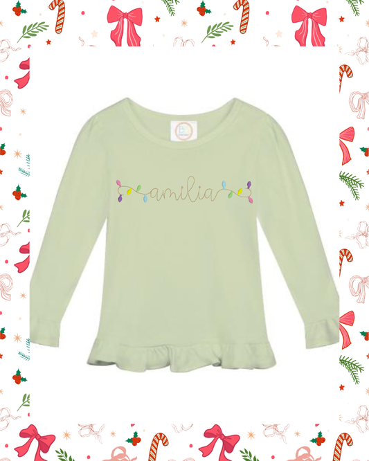 Christmas light Girl name shirt
