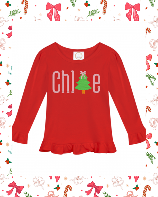 Christmas tree Girl name shirt