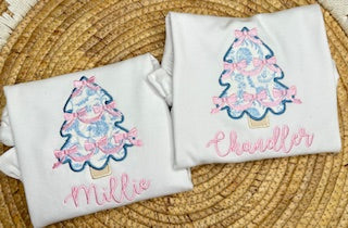 Coquette bow Christmas tree shirt