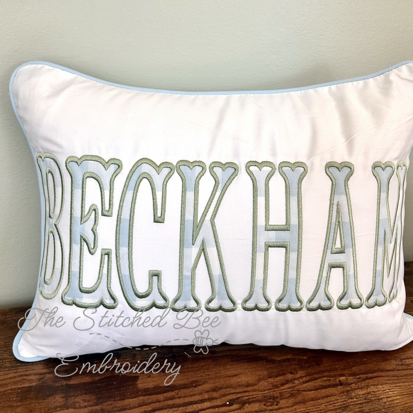 Embroidered name boy heirloom nursery collection