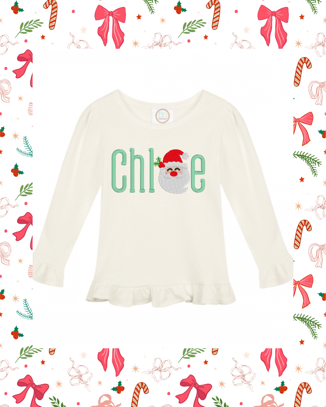 Santa name Girls shirt