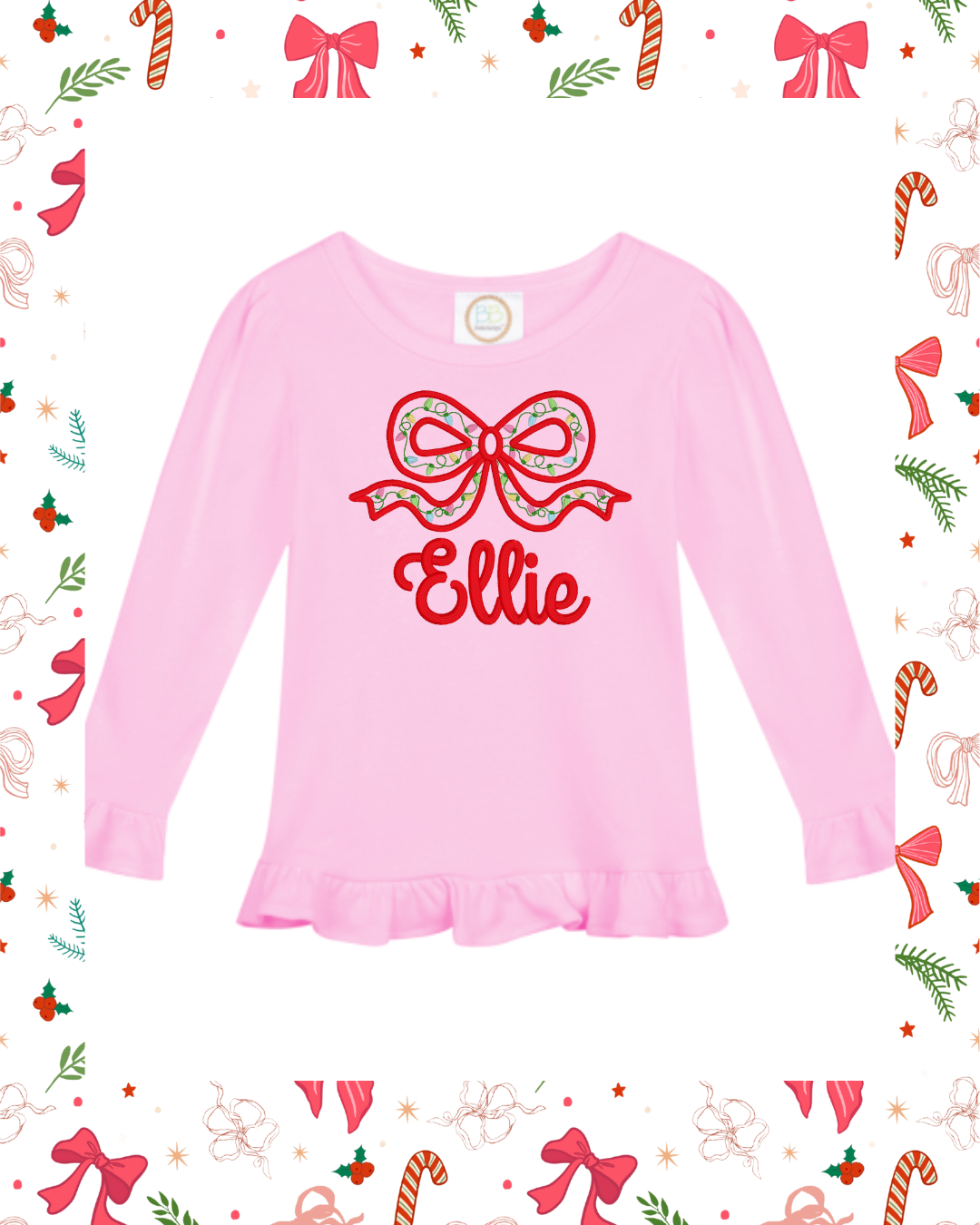 Christmas Light bow Girls shirt