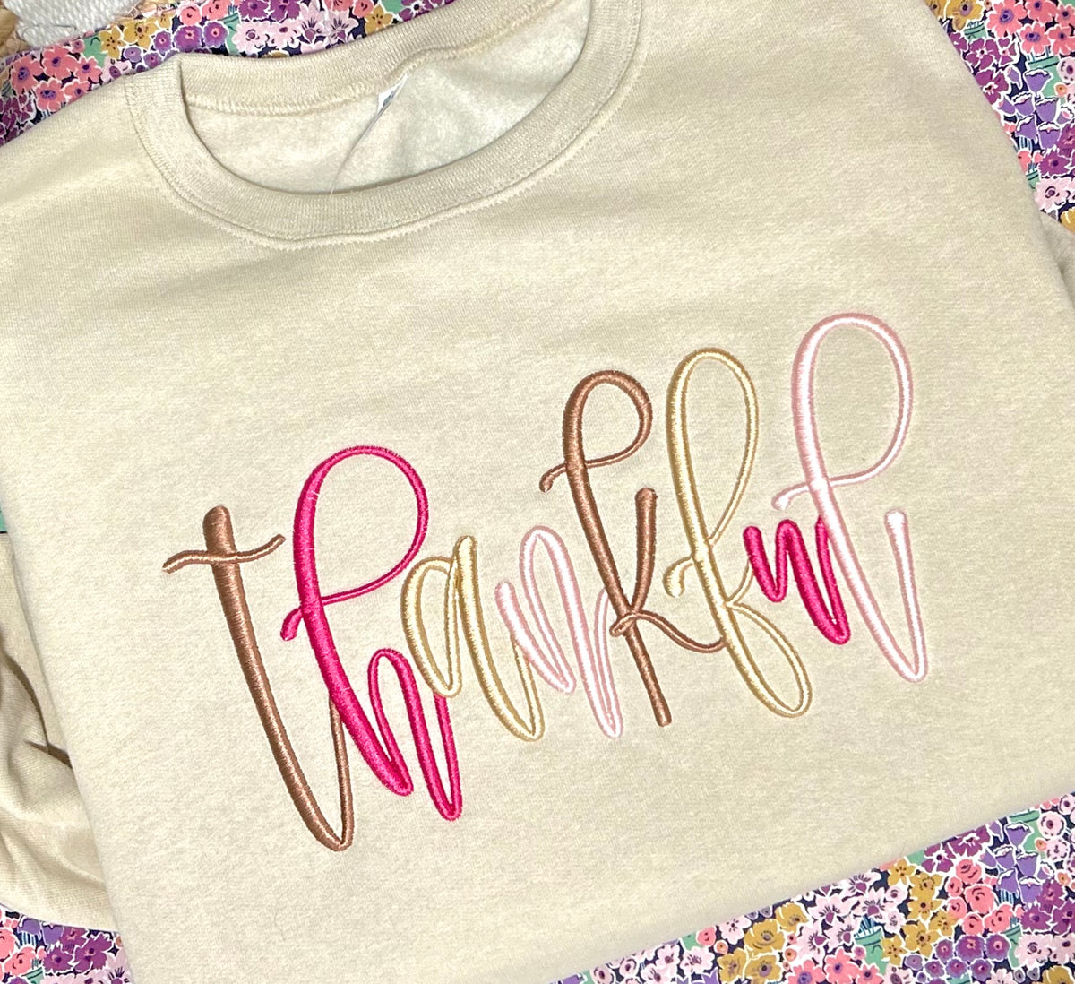 Thankful Shirt Adults with puff embroidery