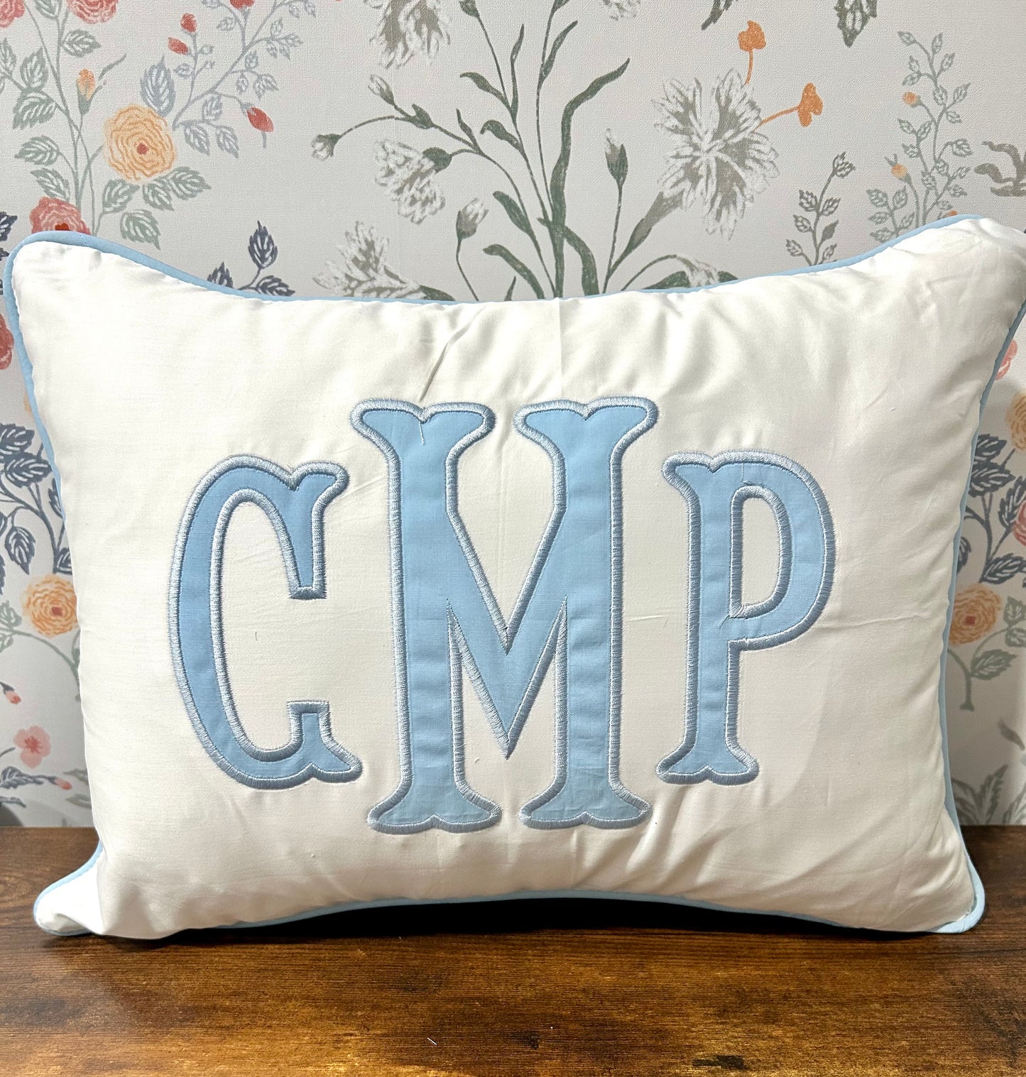 Embroidered name heirloom straight edge pillow case