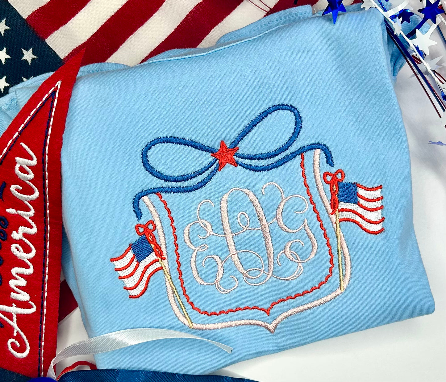 Personalized Girls Patriotic Embroidered Shirt