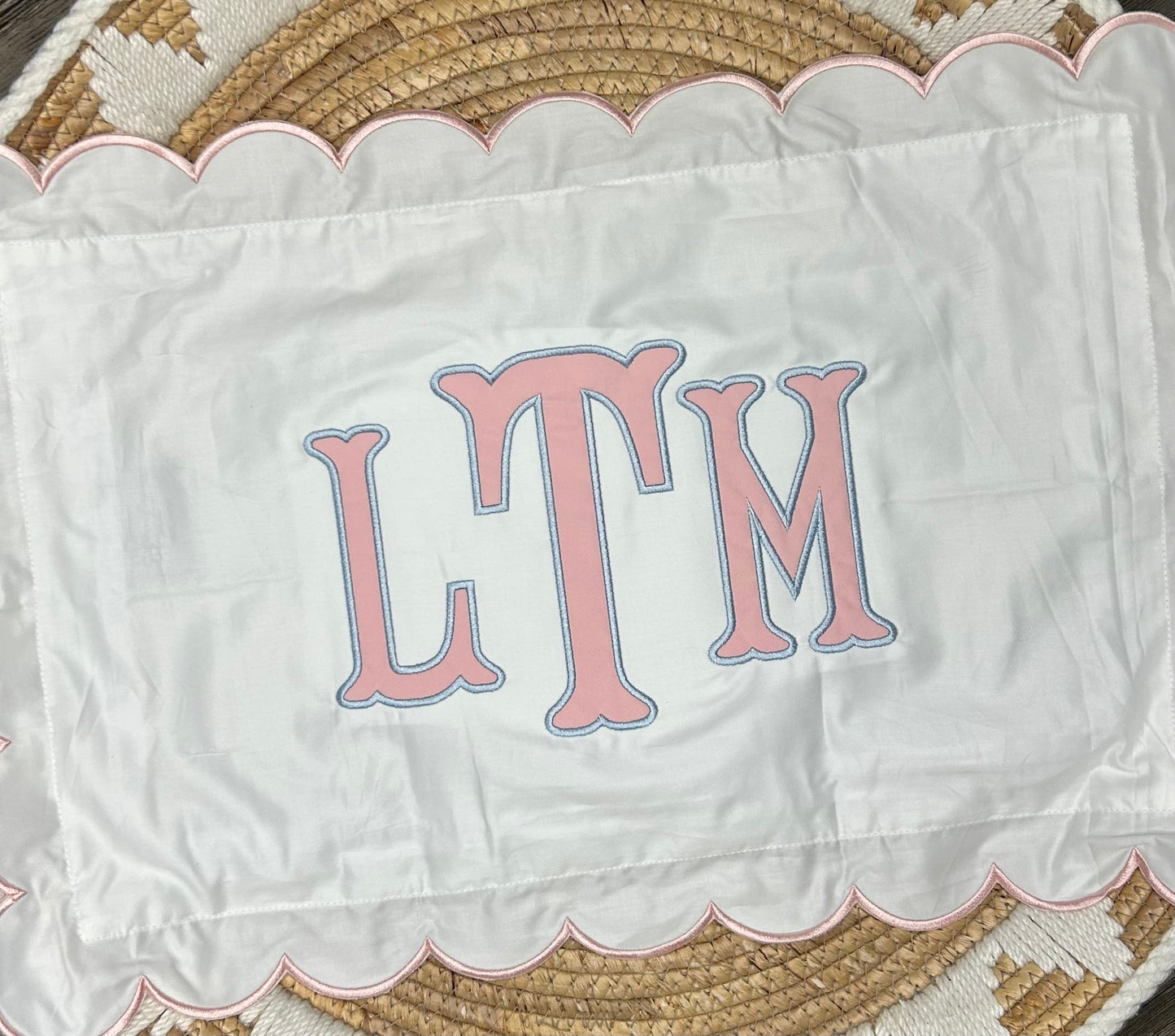 Embroidered name Heirloom Scalloped Edge Pillowcase