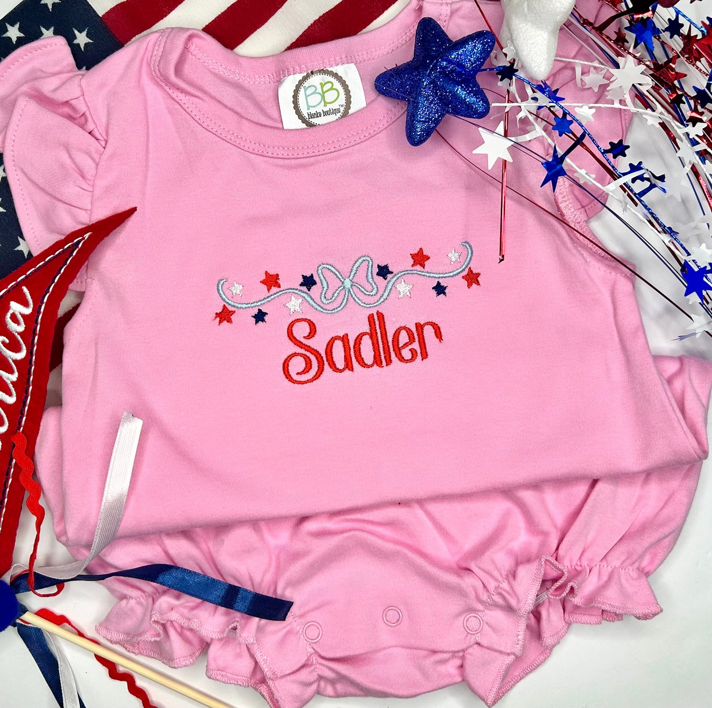 Personalized Girls Patriotic Embroidered Shirt