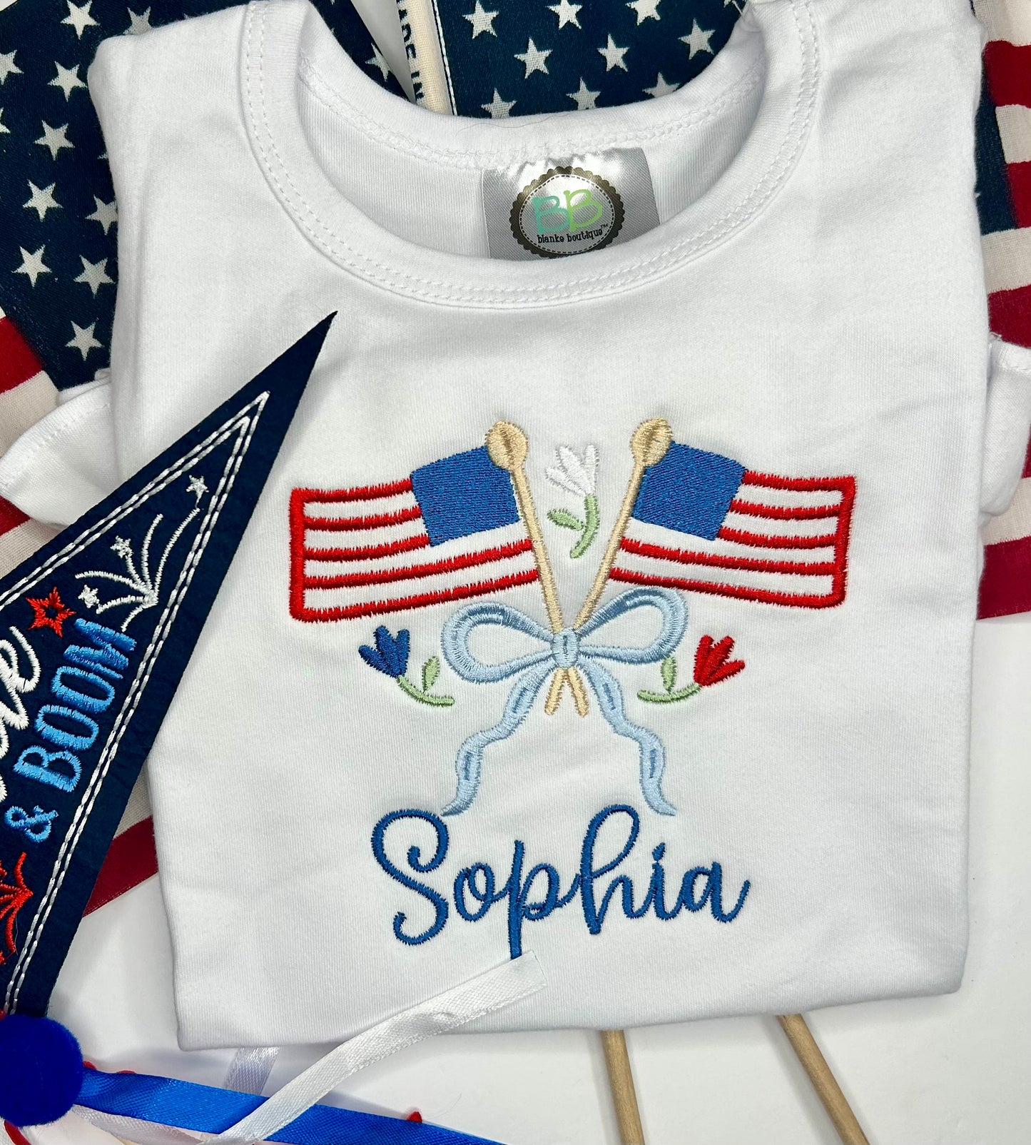 Personalized Girls Patriotic Embroidered Shirt