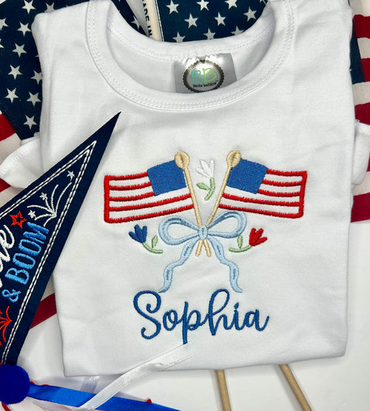 Personalized Girls Patriotic Embroidered Shirt