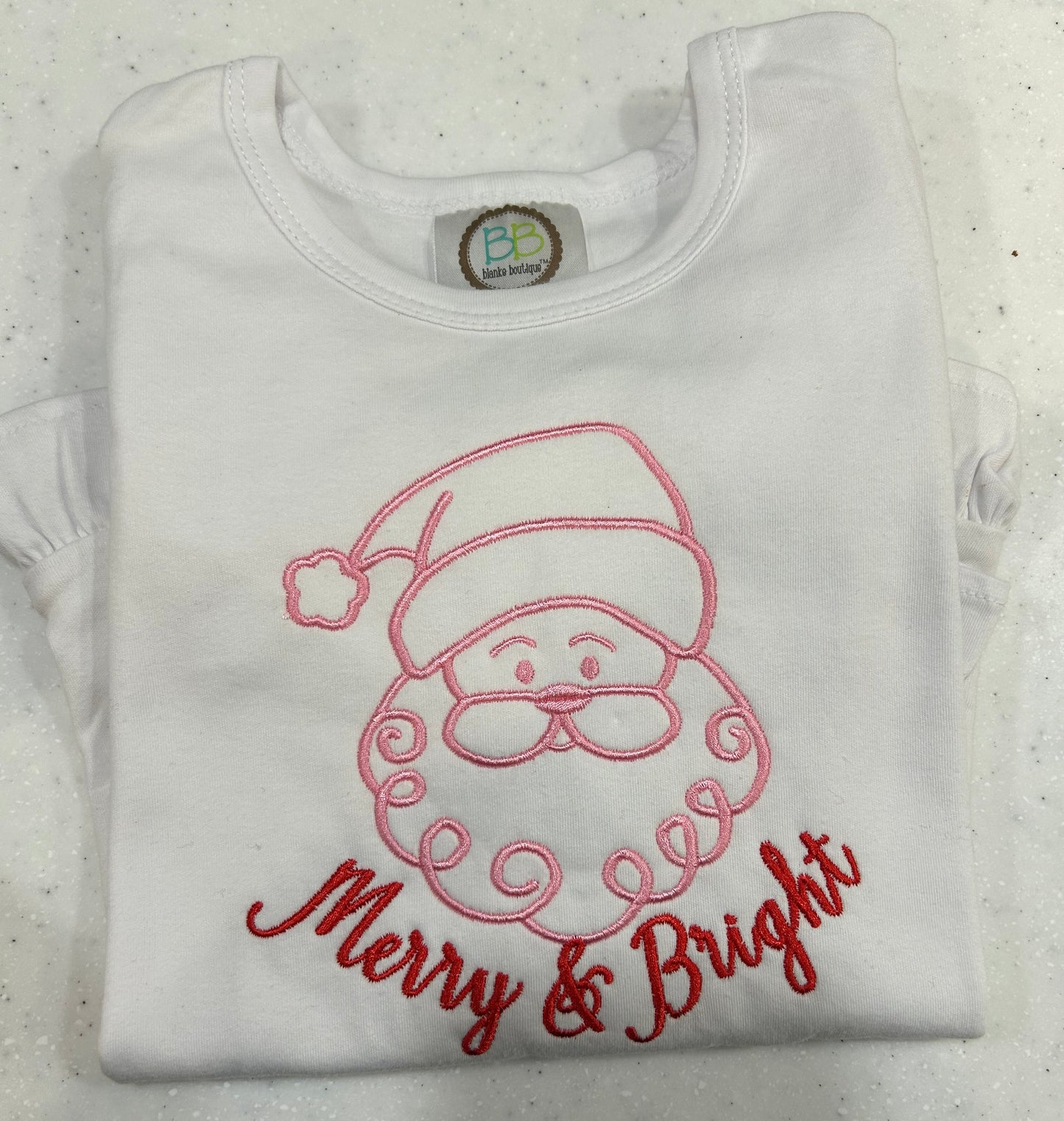 Girls Merry and Bright Santa shirt