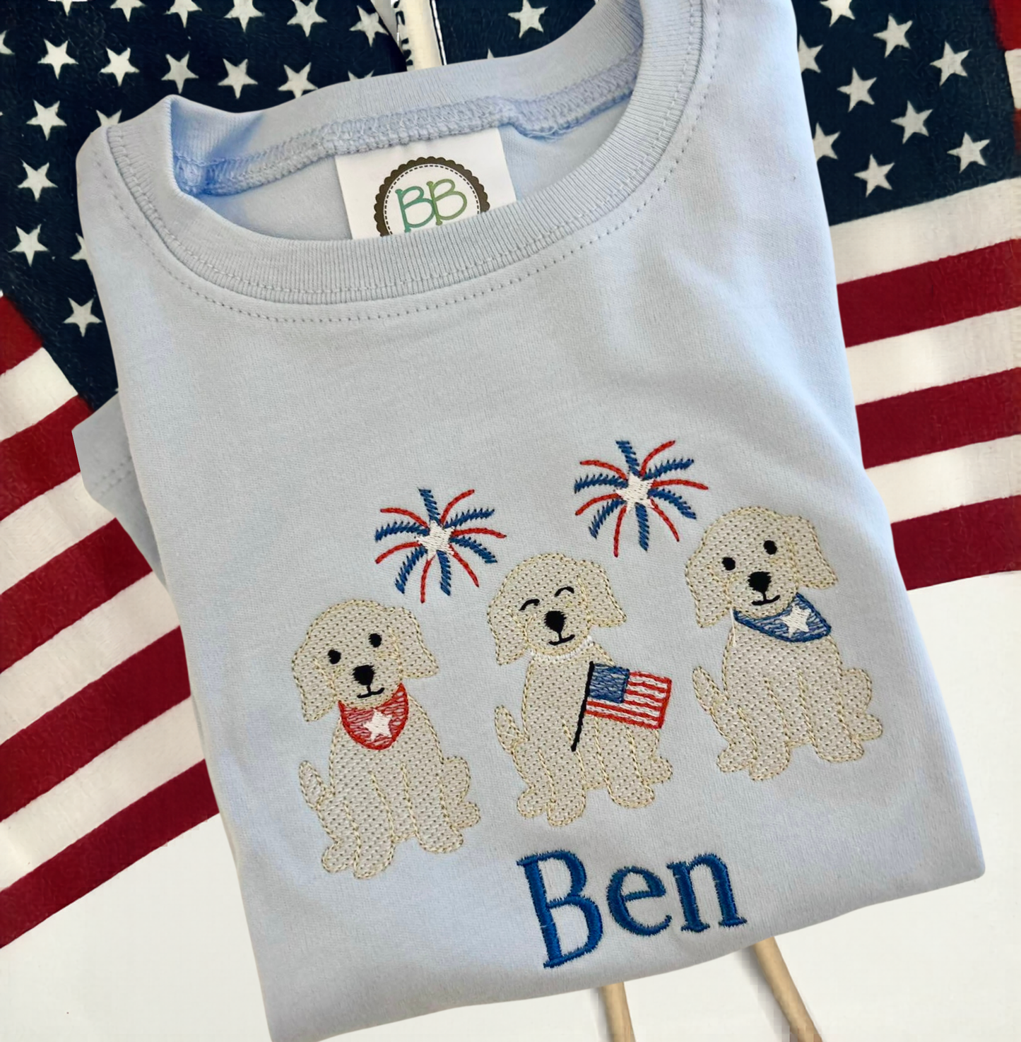 Personalized Boys Patriotic Embroidered Shirt