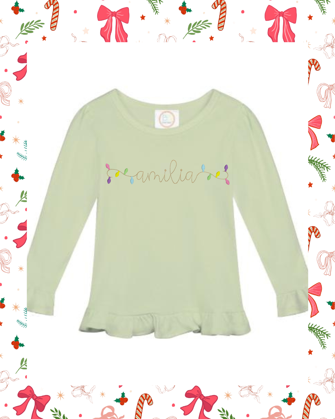 Christmas light Girl name shirt