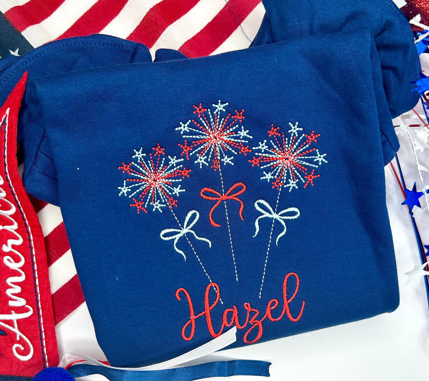Personalized Girls Patriotic Embroidered Shirt