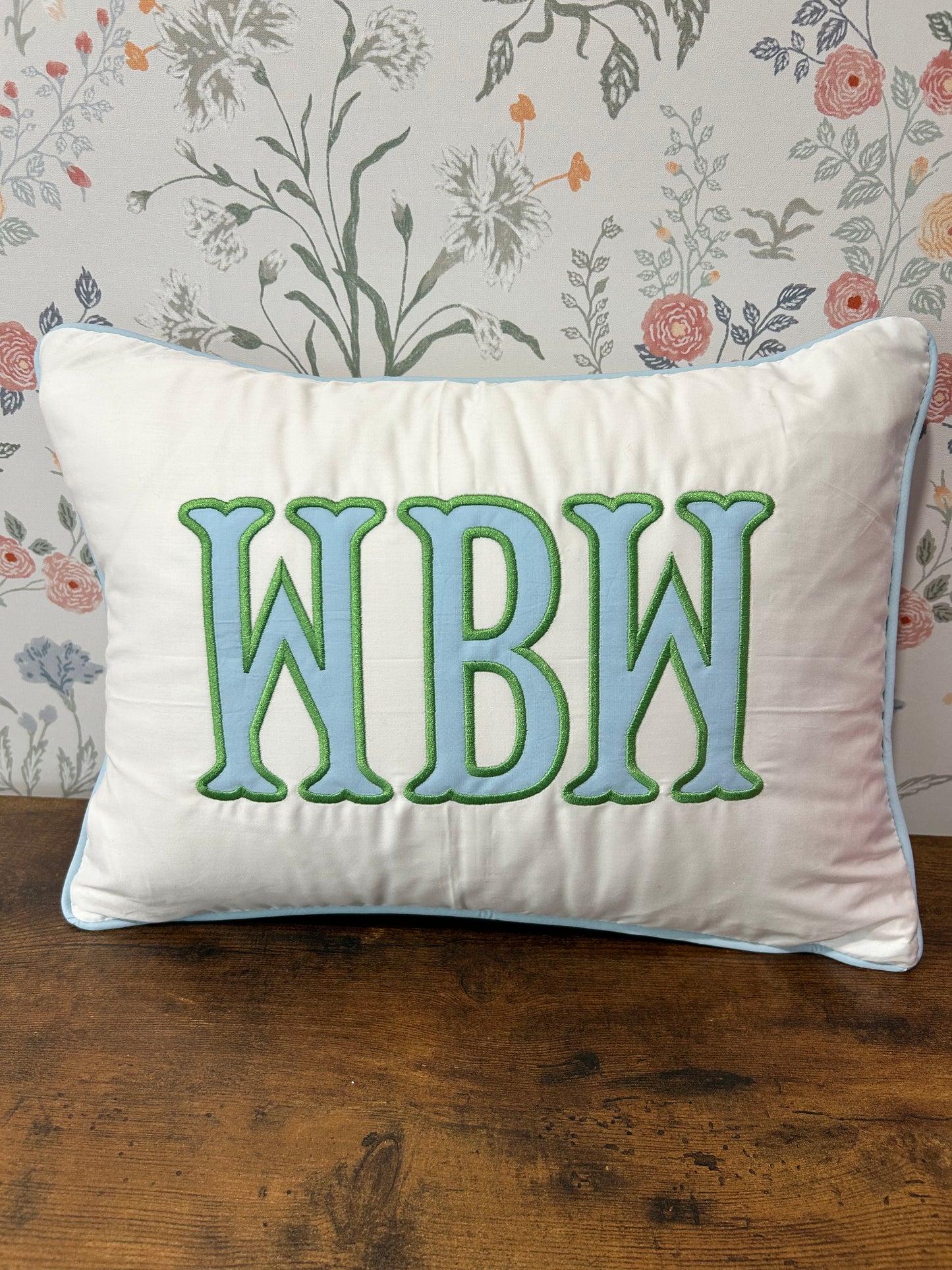 Embroidered name heirloom straight edge pillow case