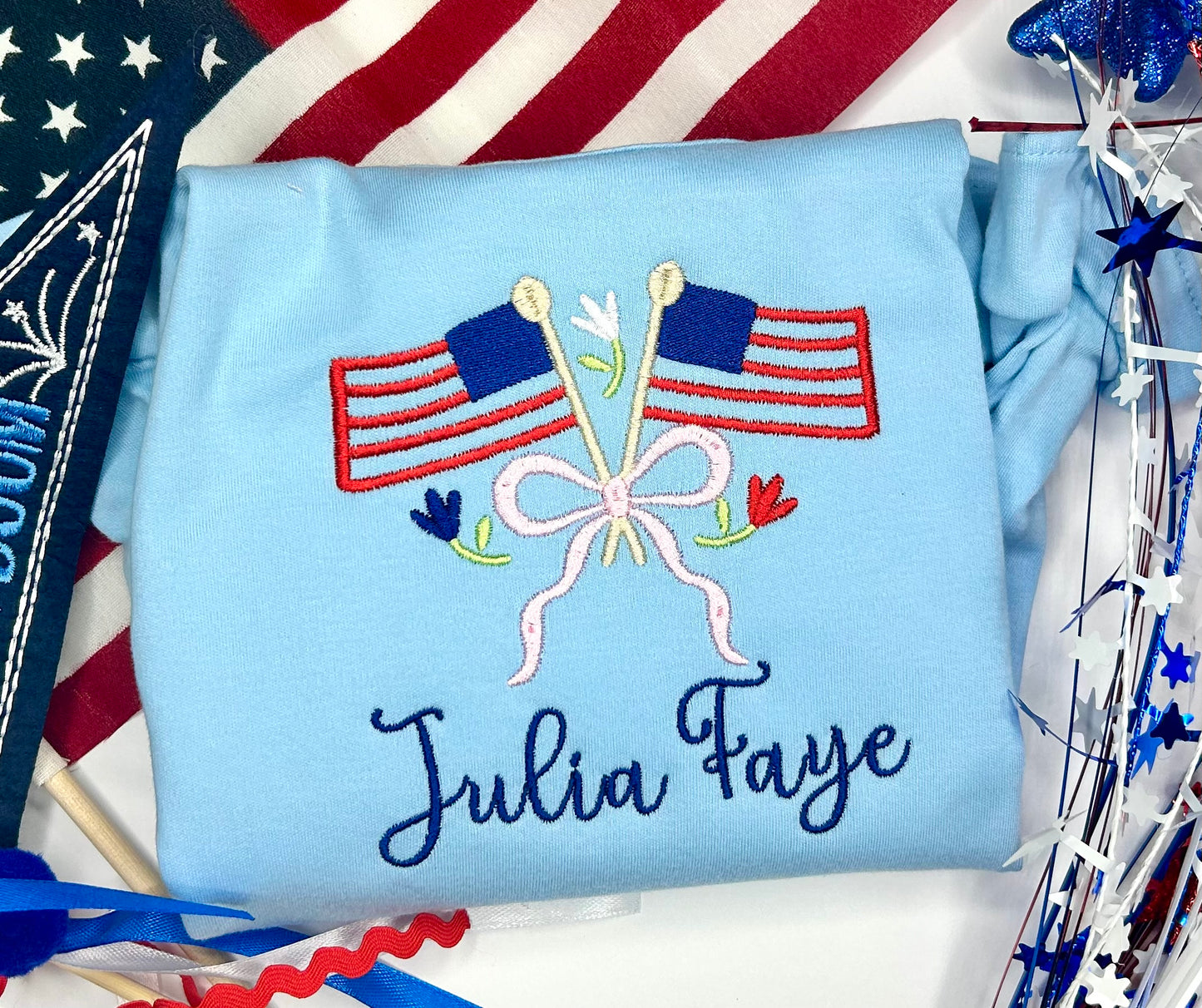 Personalized Girls Patriotic Embroidered Shirt