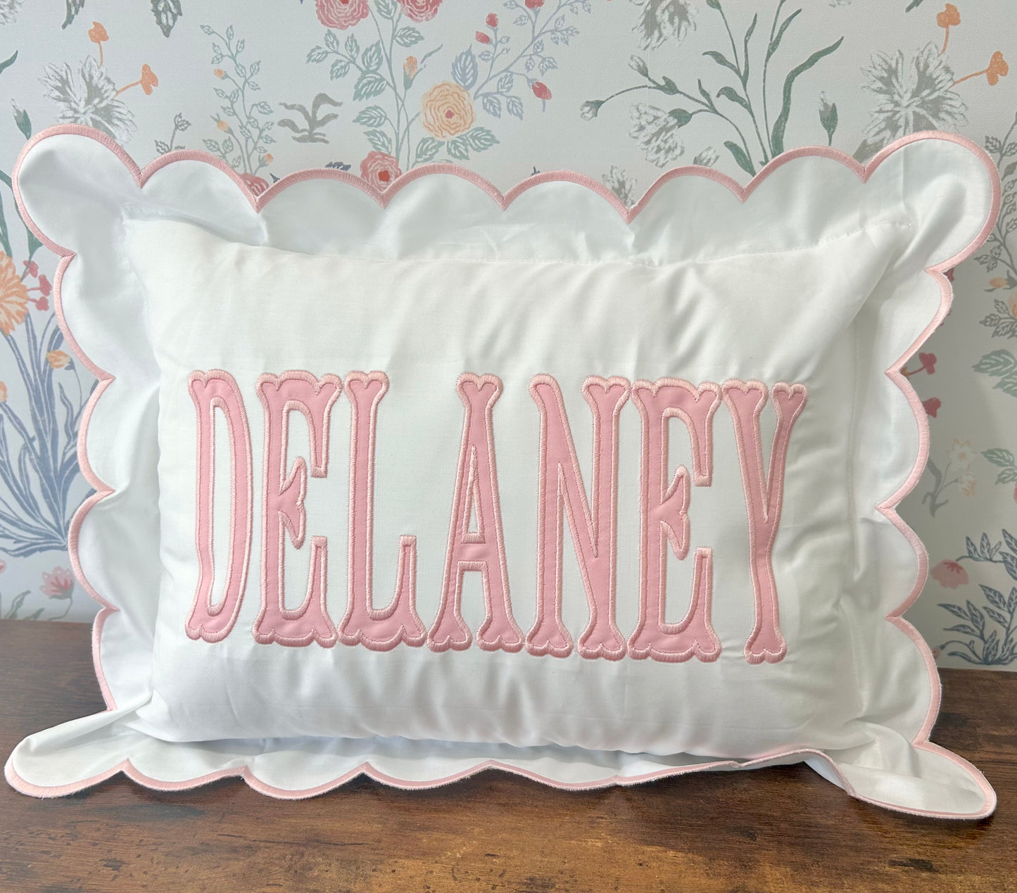 Embroidered name Heirloom Scalloped Edge Pillowcase