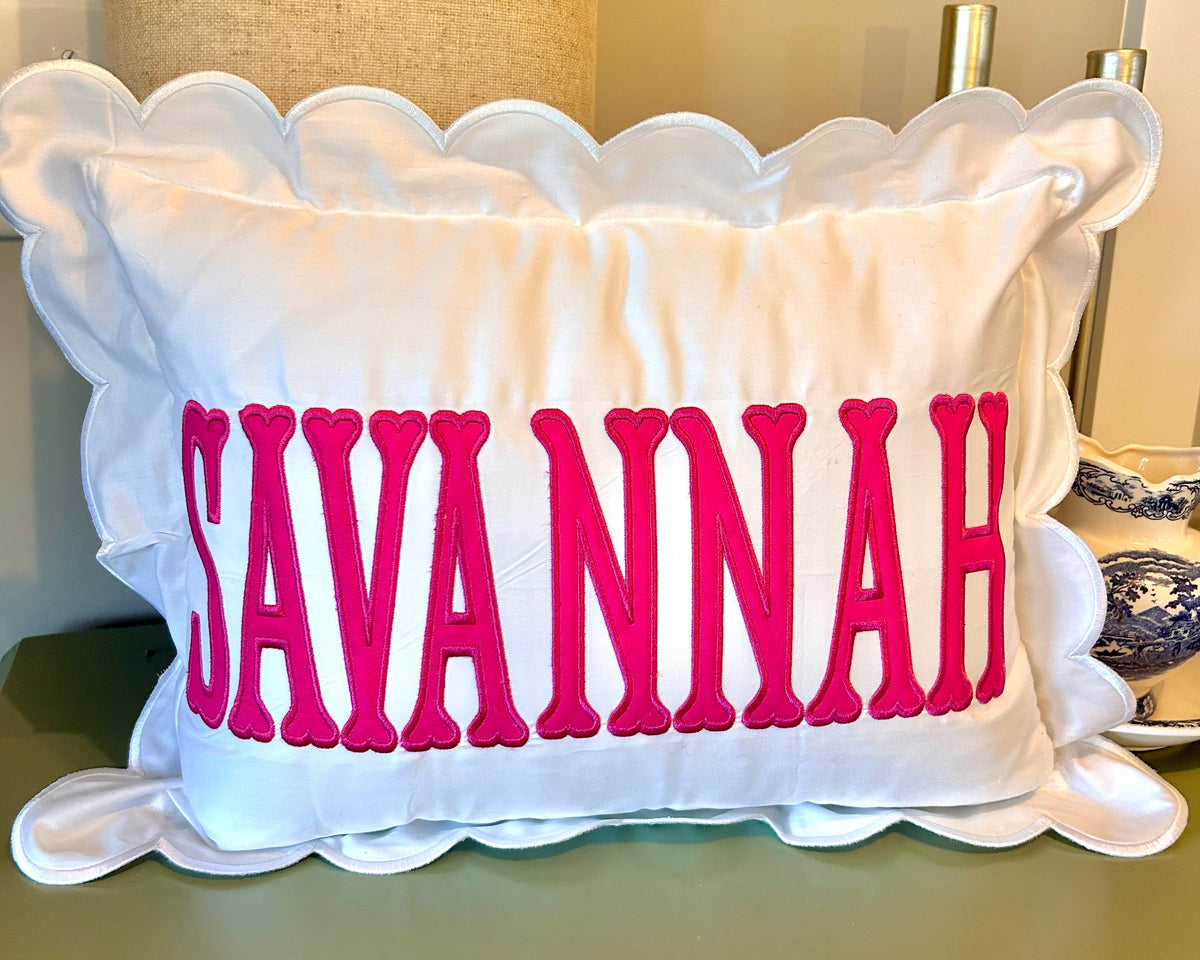 Embroidered name Heirloom Scalloped Edge Pillowcase