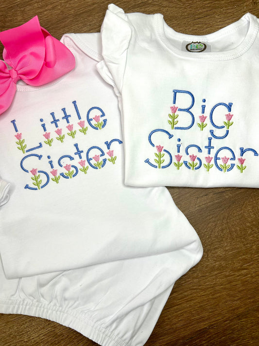 Little/Big sister floral shirt