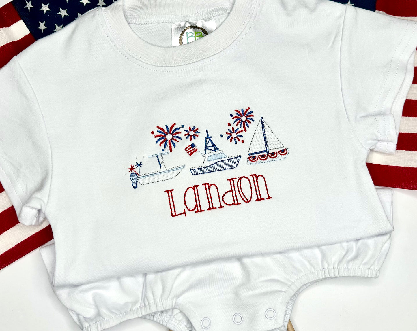 Personalized Boys Patriotic Embroidered Shirt