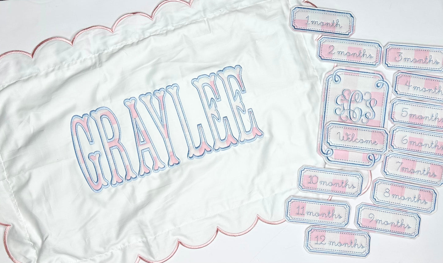 Name embroidery heirloom nursery collection