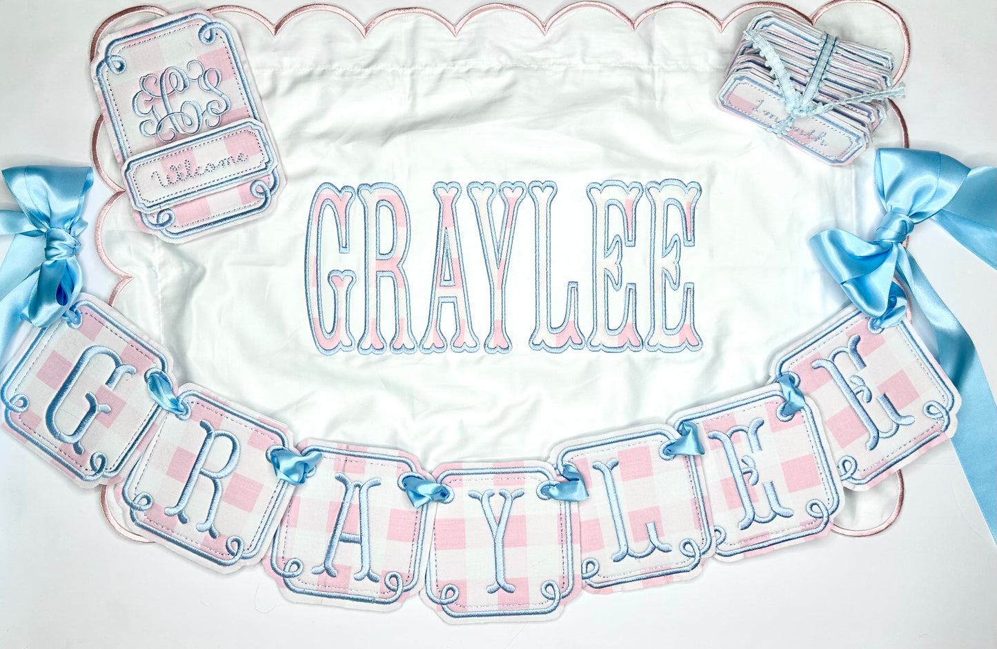 Name embroidery heirloom nursery collection