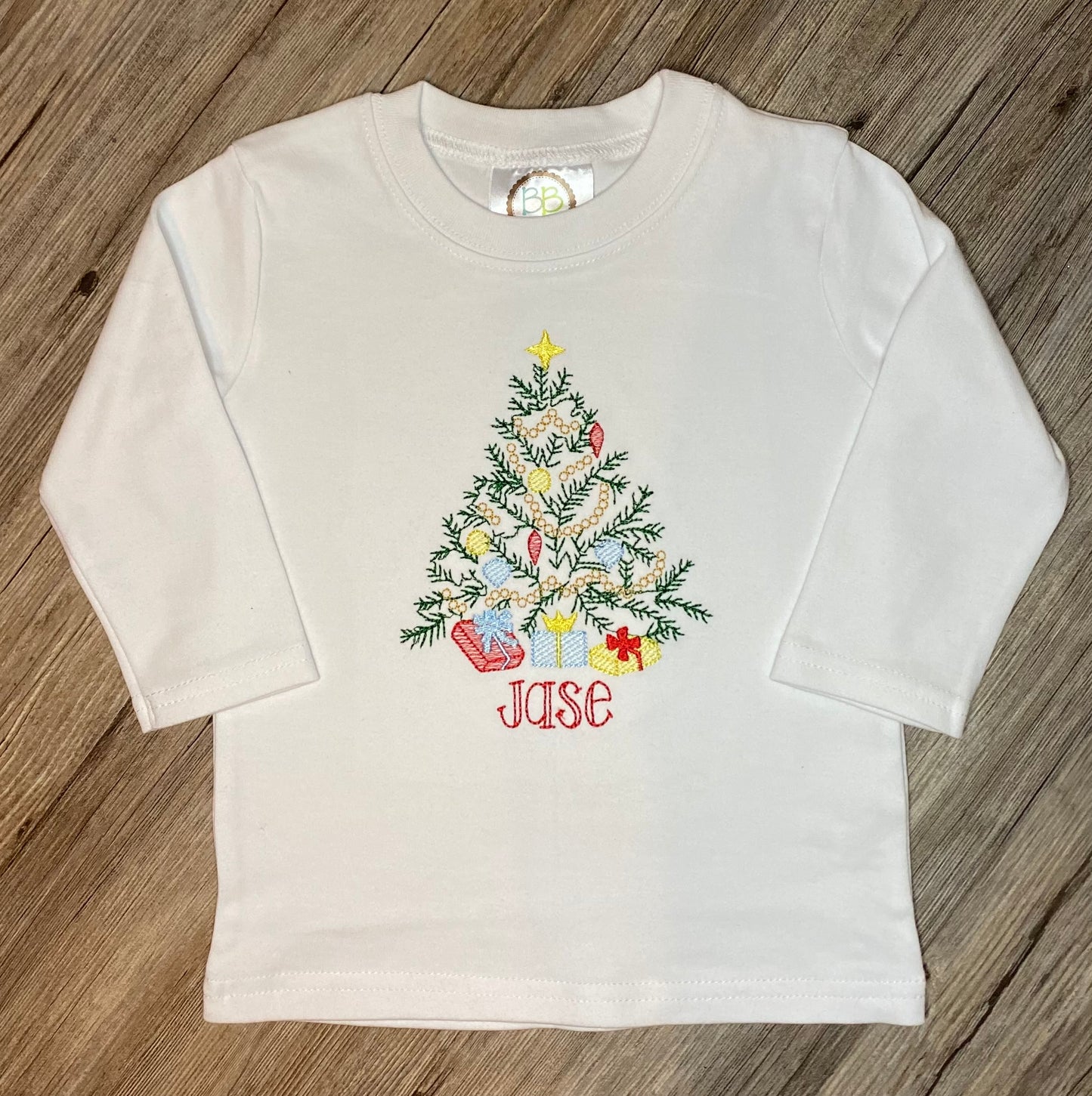 Vintage Christmas Tree Embroidery shirt