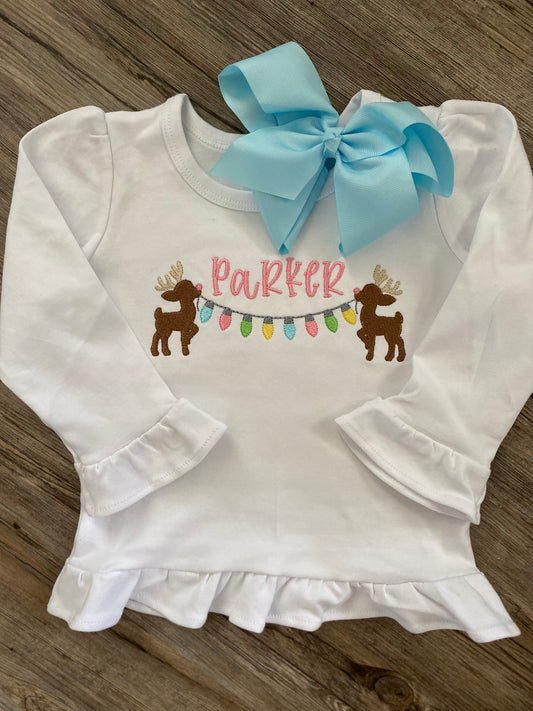 Reindeer bunting embroidery shirt