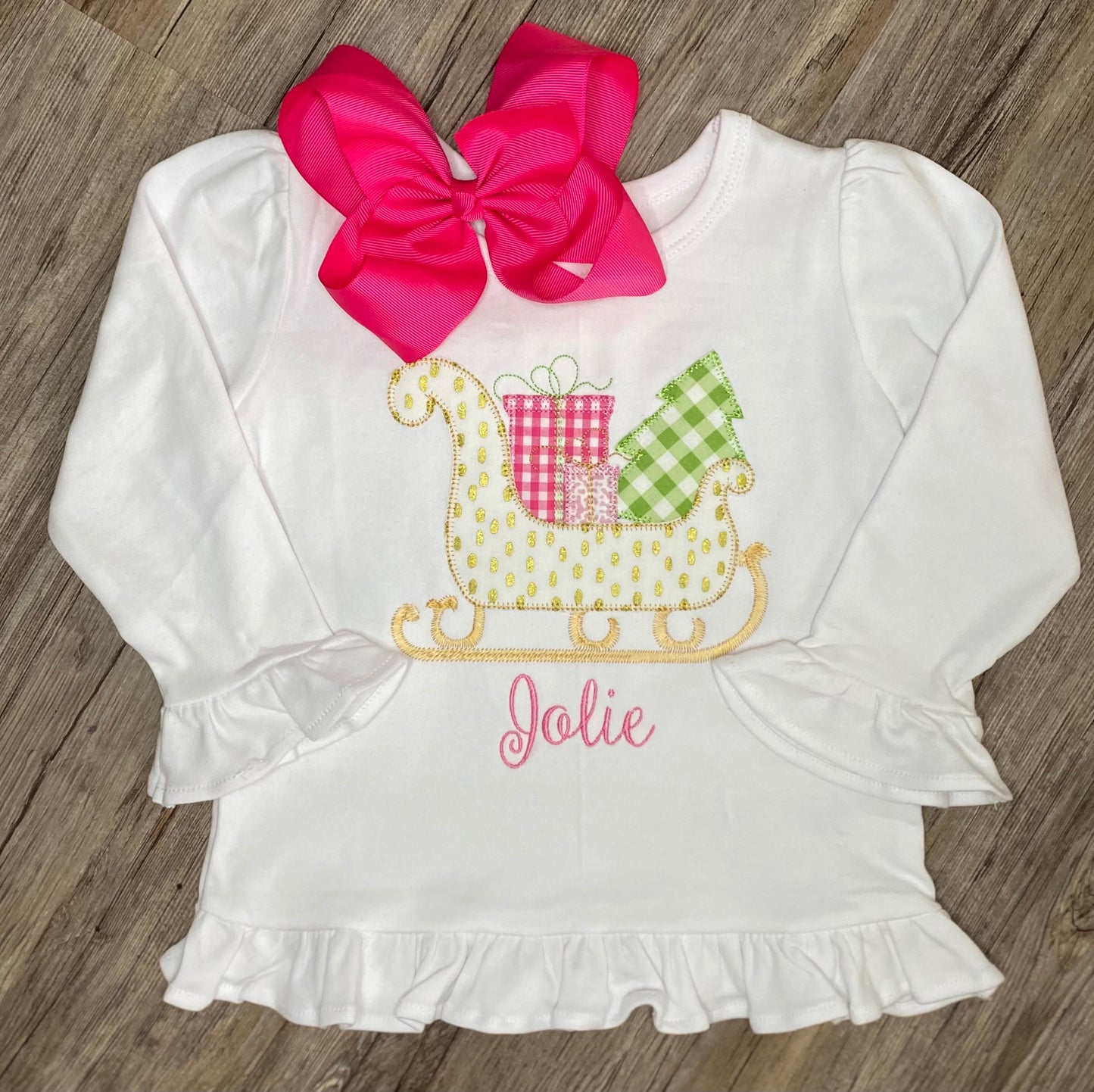 Present appliqué girl shirt