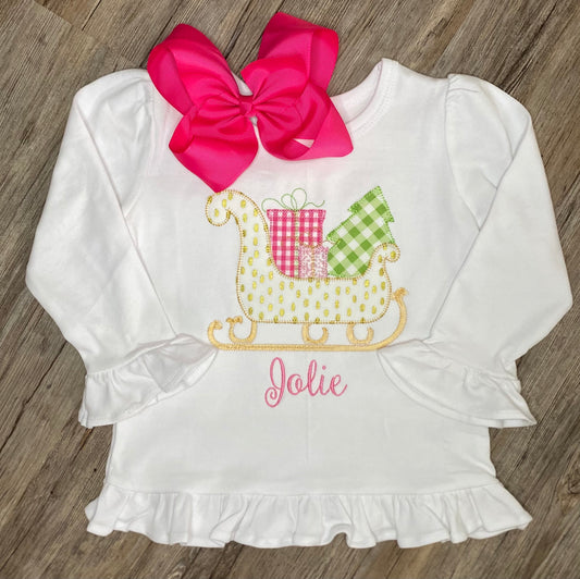 Present appliqué girl shirt