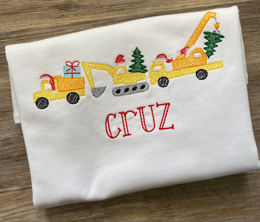 Construction Christmas embroidery shirt